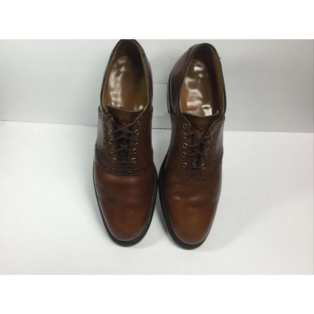 Foot-Joy Classics Mens Sz 10A Chestnut Brown Oxford Leather Brogue Saddle Shoes‎